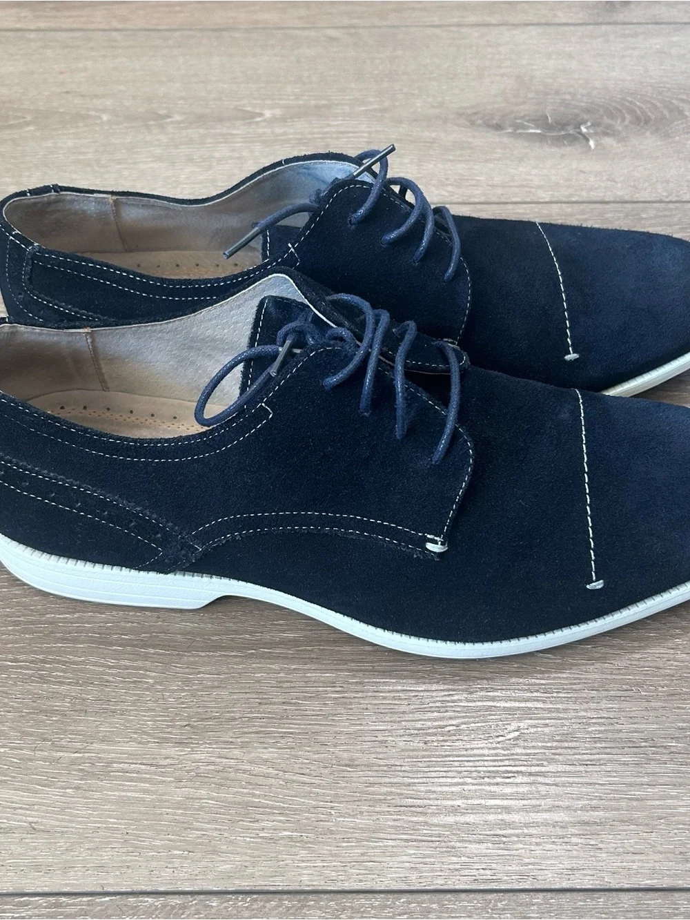Stacy Adams Bale Cap Toe Suede Oxford Navy Blue Shoes Size 12